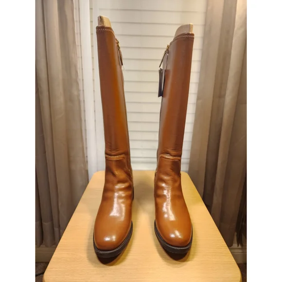 Franco Sarto Classic Ridding Knee High Boots SZ 7 M WIDE CALF Cognac Brown - Picture 6 of 14
